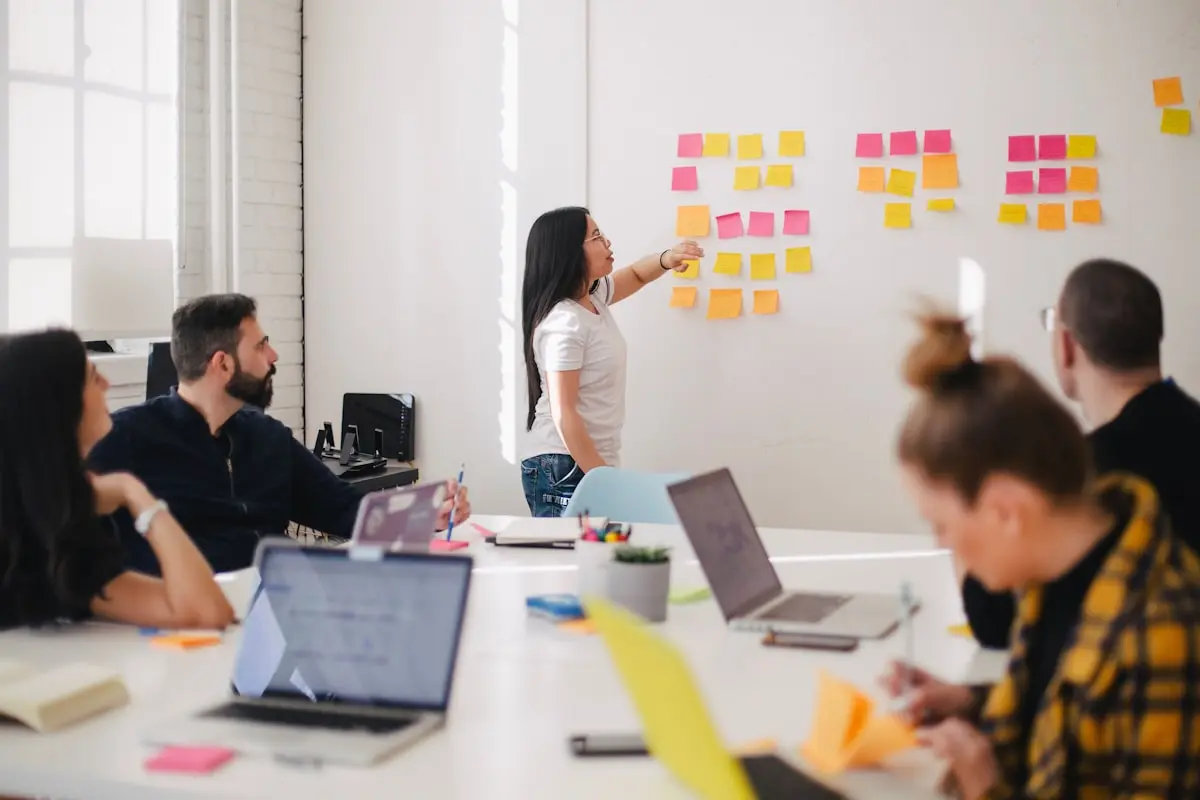 Team collaborating in a sales workshop